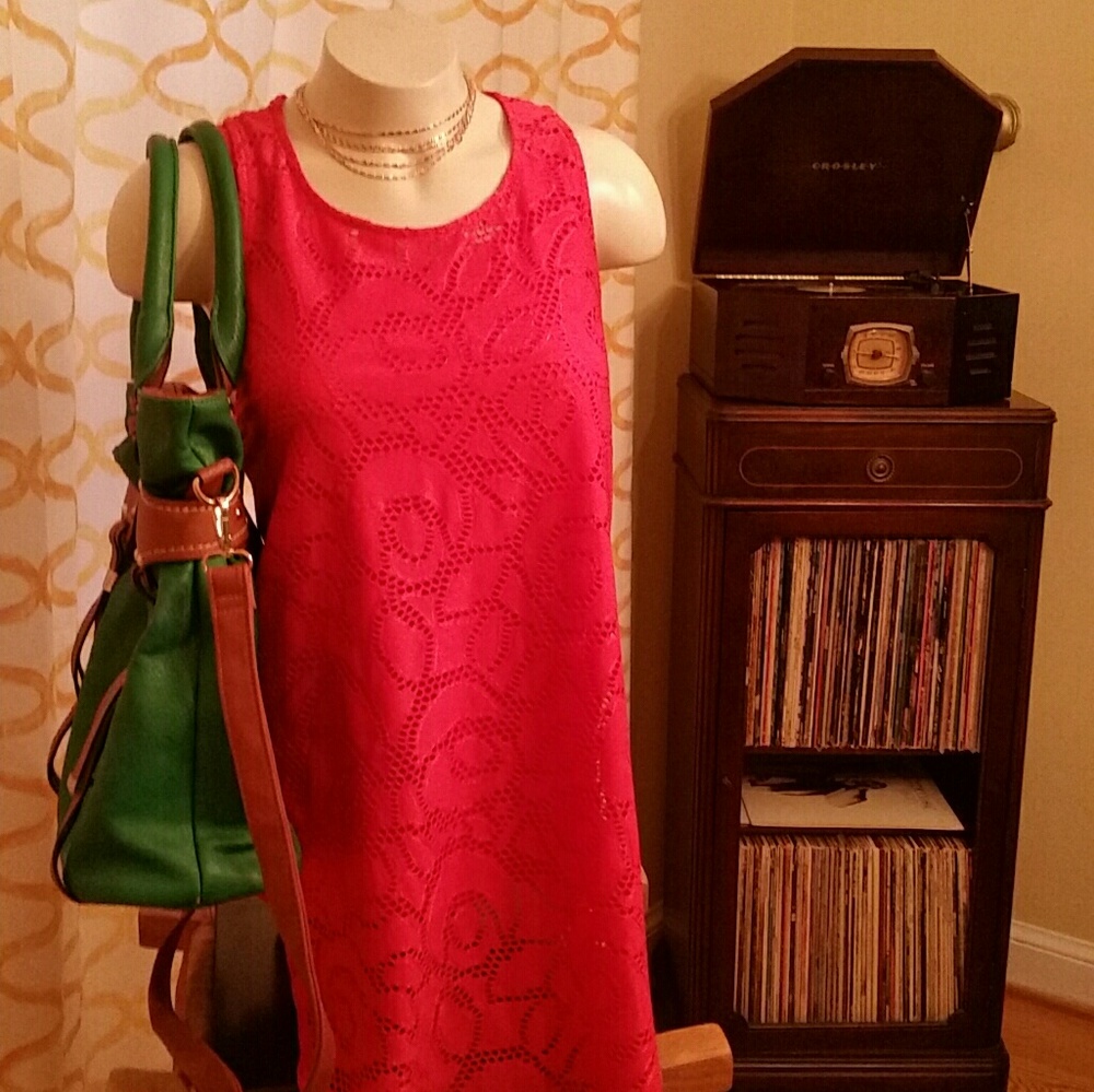 Vibrant Red-Orange Lacy Tunic